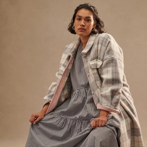 IF BY SEA Anthropolgie Bobbie Plaid Shacket - Picture 2 of 12